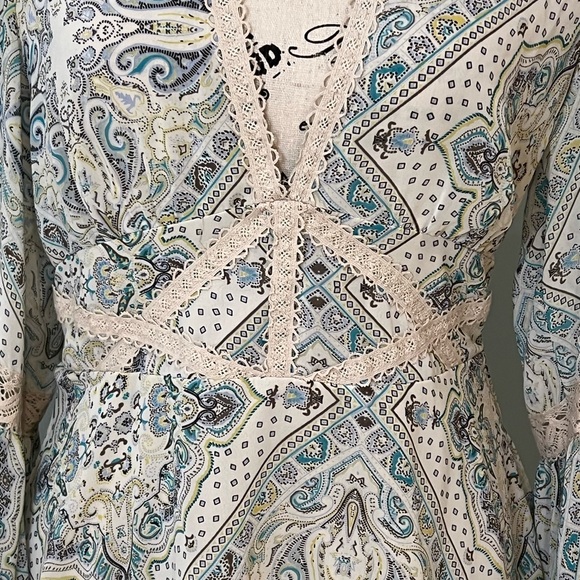 Free People Moonlight Bay mini dress | blue & white paisley print | size 8 - Picture 8 of 15